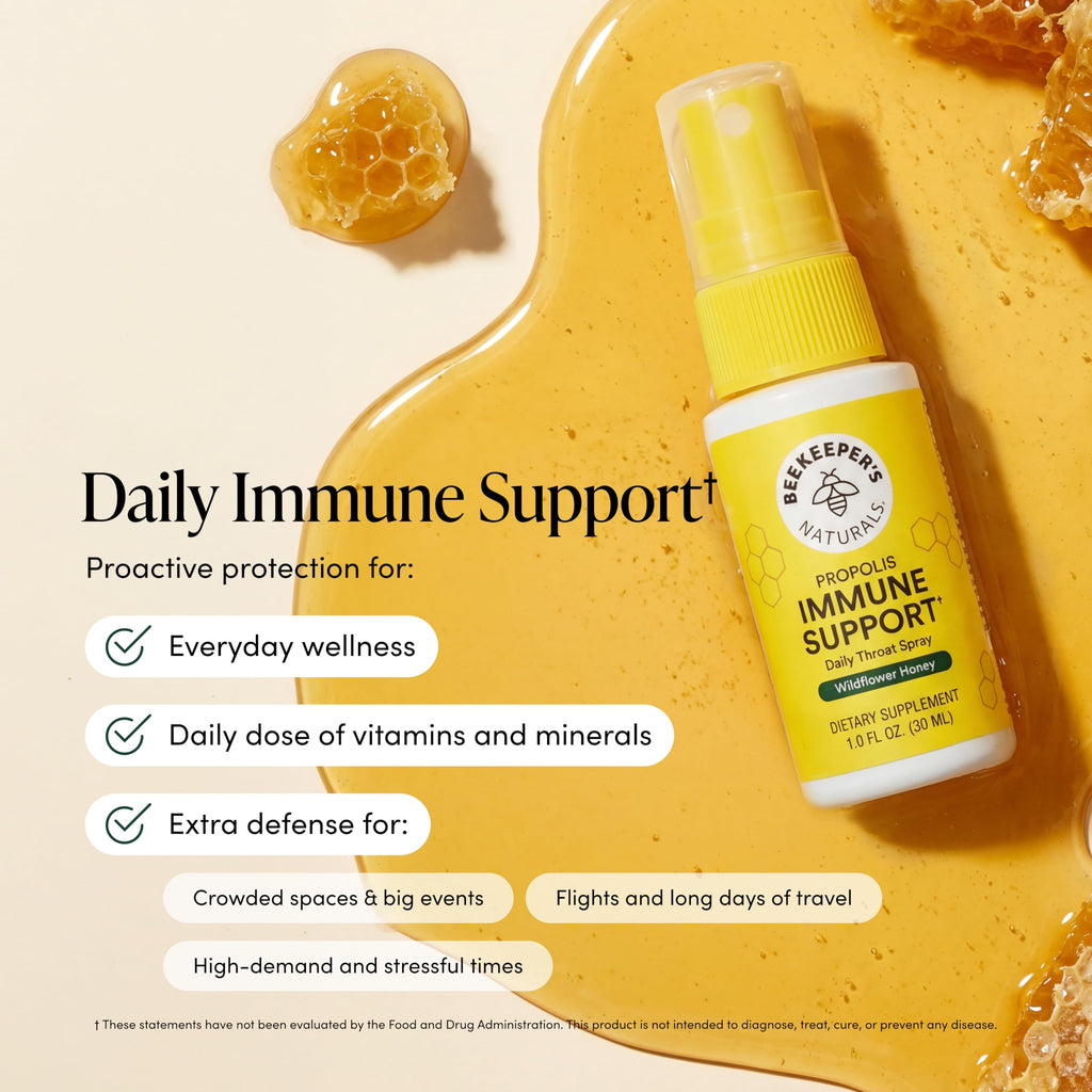 Beekeeper's Naturals Propolis Throat Spray, Natural Immune Support & Sore Throat Relief - Antioxidants, Keto, Paleo, Gluten-Free, 1.0 oz (Pack of 2)