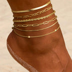 DEARMAY 14K Gold Plated Anklets for Women