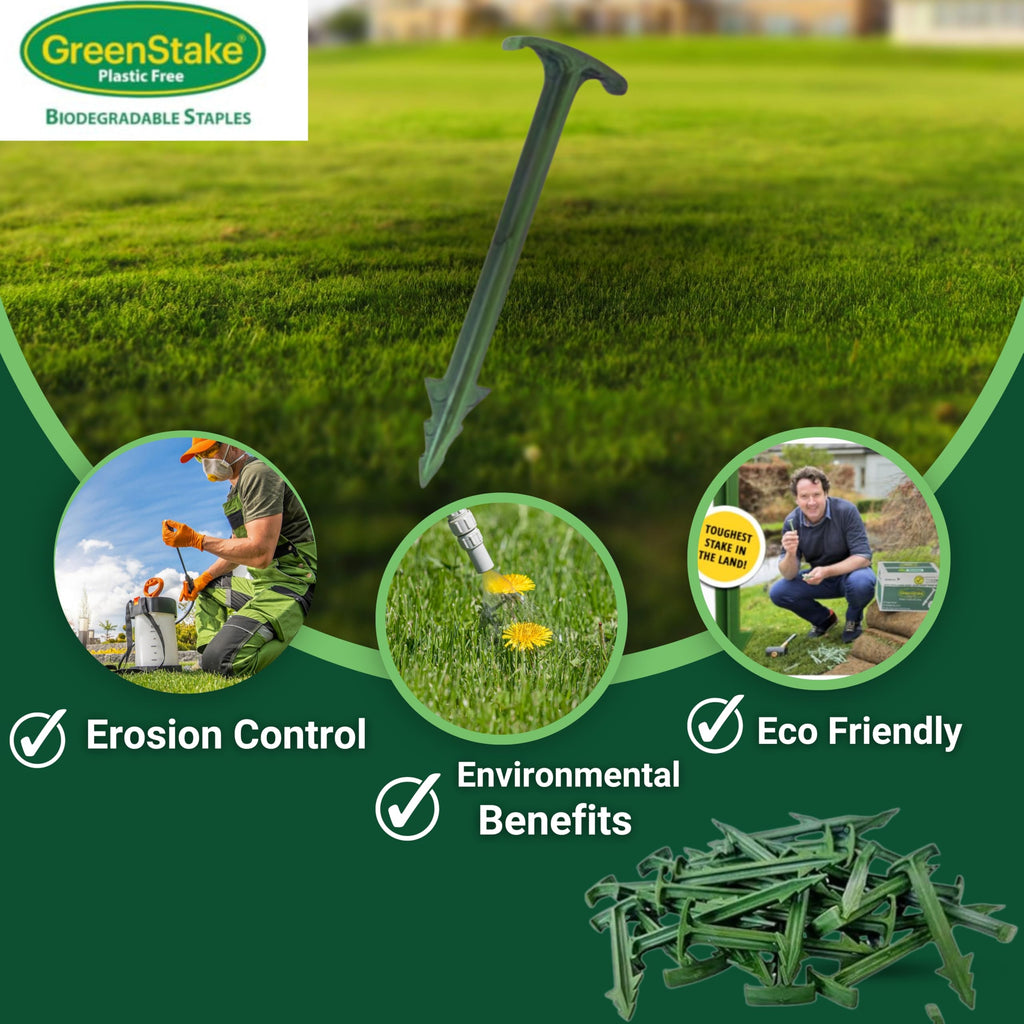 100 ct. Contractor Grade 4-Inch Biodegradable Stakes - Eco-Friendly Sod Staples for Weed Fabric, Landscape Staples & Landscape Fabric, Netting, Gardening and Blanket