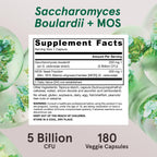 Jarrow Formulas Saccharomyces Boulardii + MOS Probiotics for Digestive Health and Intestinal Tract Support - 5 Billion CFU Per Serving - 180 Delayed Release Caps - Probiotic + Prebiotic - 180 Servings