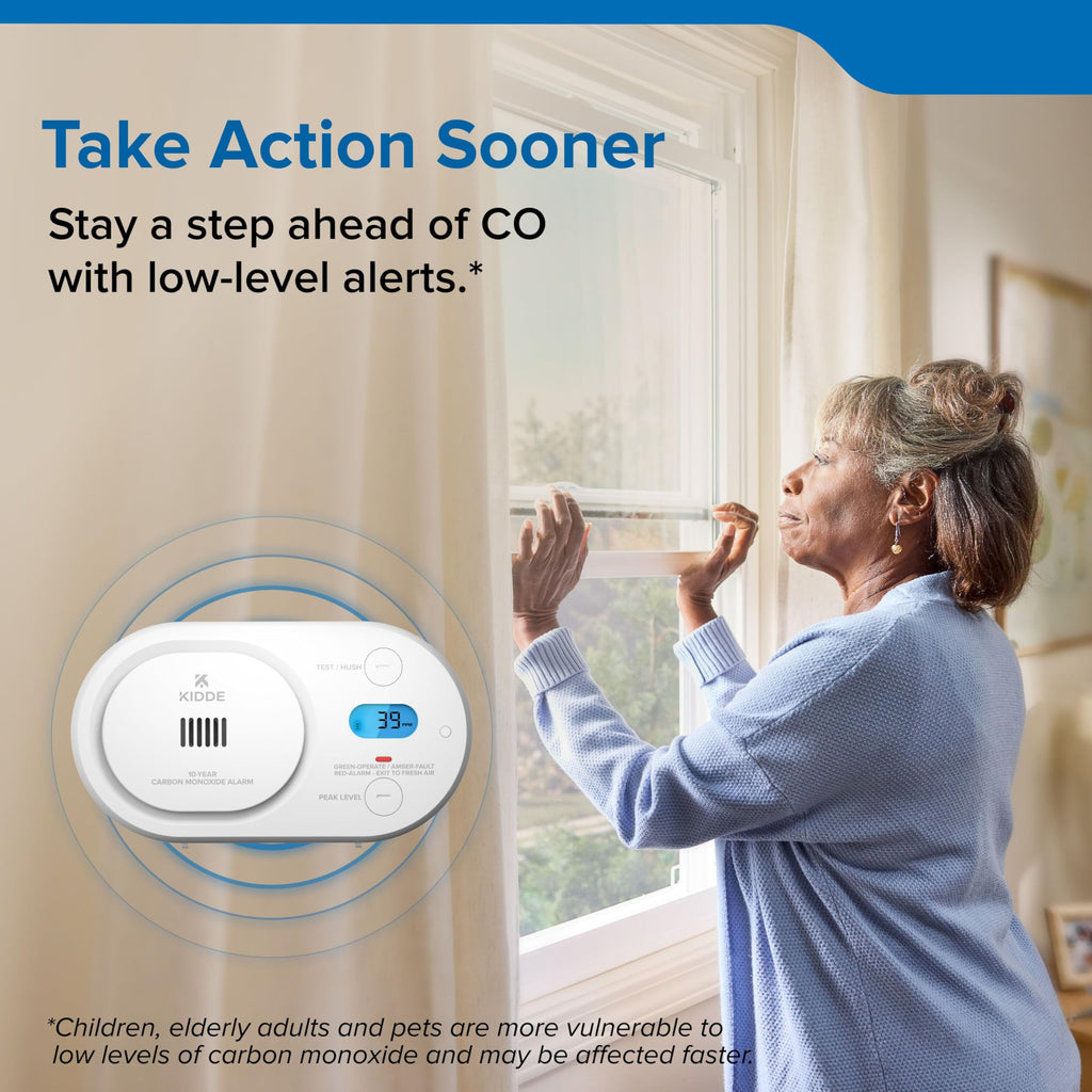 Kidde Carbon Monoxide Detector, 10-Year Battery, Detects Low-Level CO, Digital Backlit Display, LED Status Indicators, 85 dB Alarm, 5th Edition, COBDL10