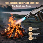 KOACKL Powerful Propane Torch, Blow Torch with Adjustable Flame, Flamethrower Kitchen Torch Burner Gas Welding Kits for Grill, BBQ, Searing Steak, Camping & Charcoal Torch Lighter(Tank Not Included)