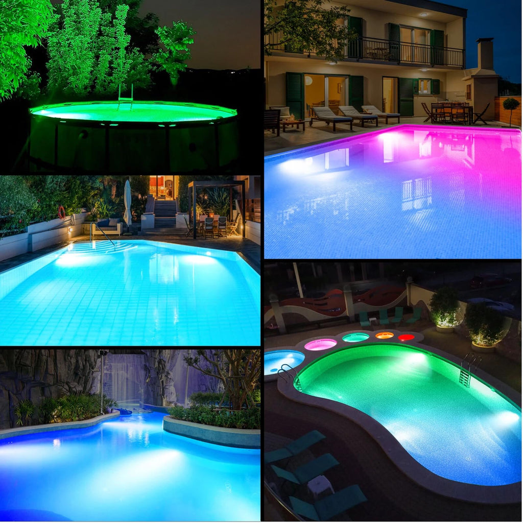 PoolBliss Rechargeable Submersible Pool Lights with Remote, 5000mAh Underwater Led Pool Light for Above Ground Pool Lights Waterproof, 9 Modes Color Changing Magnetic Swimming Inground Pool Lights-1PC