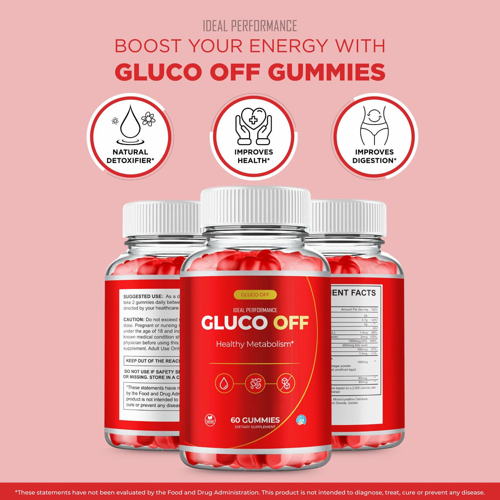 IDEAL PERFORMANCE Gluco Off Gummies, GlucoOff Gummy Reviews (5 Pack)