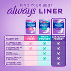 Always Panty Liners for Women Anti-Bunch Xtra Protection Daily Liners, Extra Long, Unscented, 116 Count