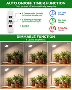 Tmsluody Plant Grow Light, Full Spectrum Grow Lights LED Spotlight with Metal Base, Desk Plant Growing Lamps with Auto On Off Timer 3/9/12H, 6 Brightness Levels, 9.8-25.6'' Adjustable Height