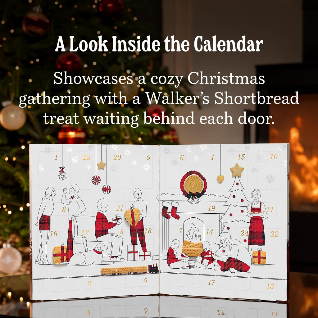 Walker’s 2026 Advent Calendar with Shortbread Cookies from Scotland - 24 Count (10.4 oz) - Limited Edition Cookie Box with Christmas Cookies in Various Shapes and Flavors