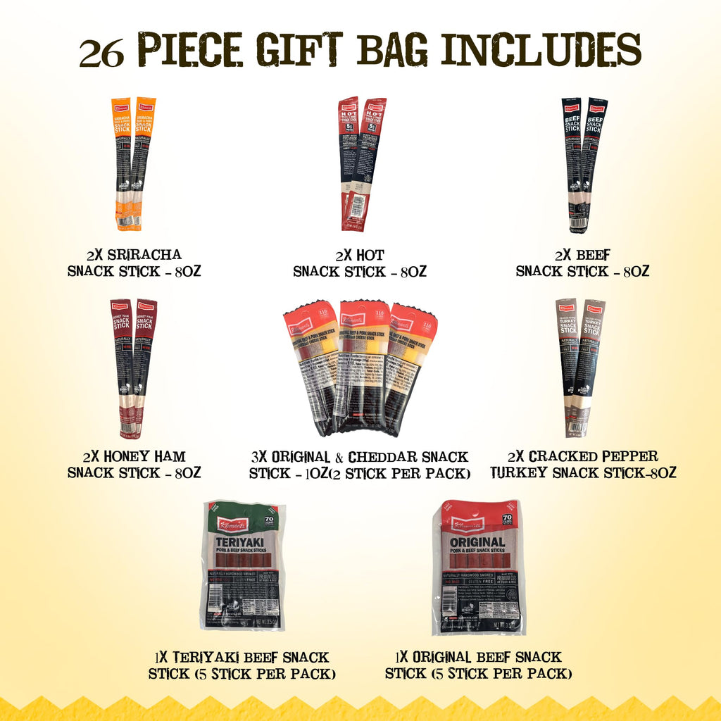 Jerky.com 26pc Meat Sticks Jerky Variety Pack - Beef Jerky Gifts for Men