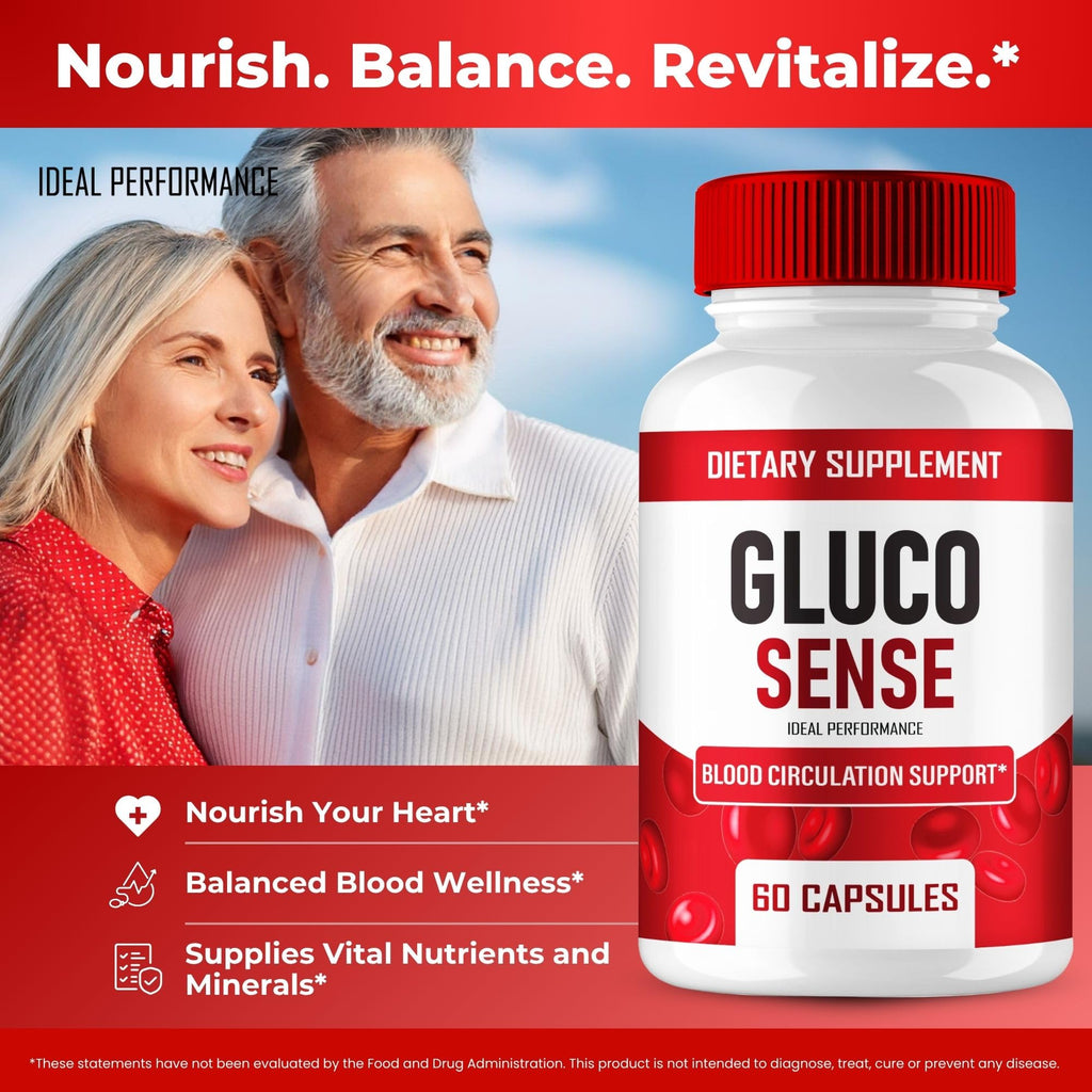 GlucoSense Capsules, Official GlucoSense Pills Advanced Blood Formula Supplement - Maximum Strength, All Natural Healthy Circulation & Stable Levels, Advanced Gluco Sense Health Reviews (3 Pack)
