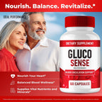 GlucoSense Capsules, Official GlucoSense Pills Advanced Blood Formula Supplement - Maximum Strength, All Natural Healthy Circulation & Stable Levels, Advanced Gluco Sense Health Reviews (3 Pack)