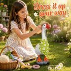 RiKoDaM Large Porch Goose Statue,Resin Front Porch Goose Decor,20In,White