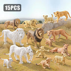 15PCS Lion Figurines Family, African Jungle Animals Lion Toys,Realistic Animal Figures,Educational Toy Cake Toppers Birthday Gift for Kids Boys Girls 3 4 5 6 7 8 Years Old