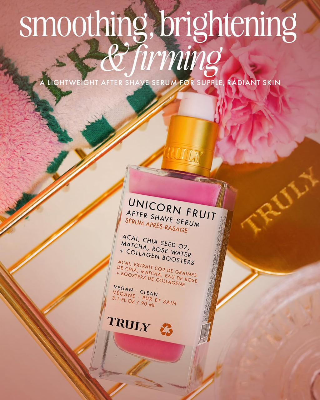 Truly Beauty Unicorn Fruit After Shave Serum | Rejuvenating Ingrown Hair Treatment & Redness Relief | Acai, Matcha & Rose Water | Hydrates, Soothes, & Smooths Skin | Cotton Candy Scent (3.1 fl oz)