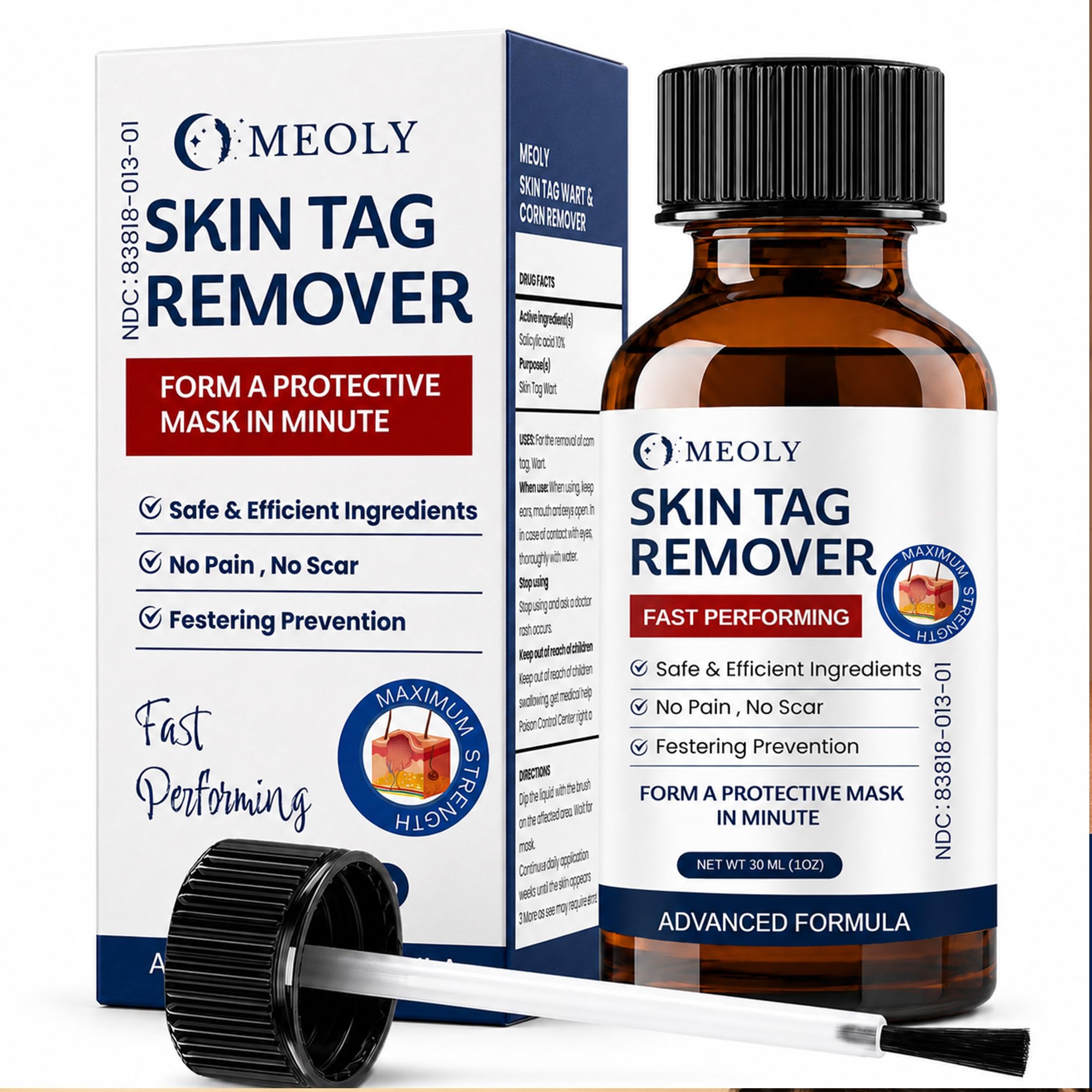 MEOLY Fast-Acting Skin Tag Remover : Salicylic Acid Skin Tag for Men and Women 30 ml
