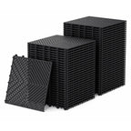 Jocoevol 60-Pcs Interlocking Tile, Indoor/Outdoor Drainage Interlocking Floor Tiles 11.8" x 11.8", Anti-Slip Waterproof Soft PVC Splicing Flooring Tile for Garage Patio Pool Bathroom, Black