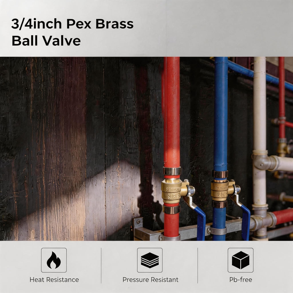 ‌VANCOCO 3/4" PEX Ball Valve 10-Pack - Lead-Free Brass PEX Shut Off Valve 3/4 inch for Pex Fittings Hot/Cold Water (5 Red/5 Blue)