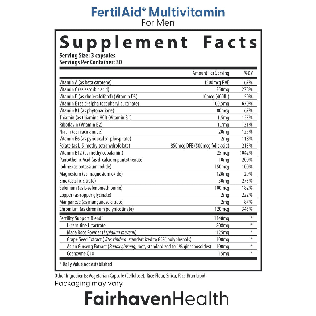 Fairhaven Health FertilAid for Men and Women Combo Fertility Supplements for Men and Women | Count and Motility Support Pre-Conception for Him | Prenatal Vitamin for Her with Vitex and Folate