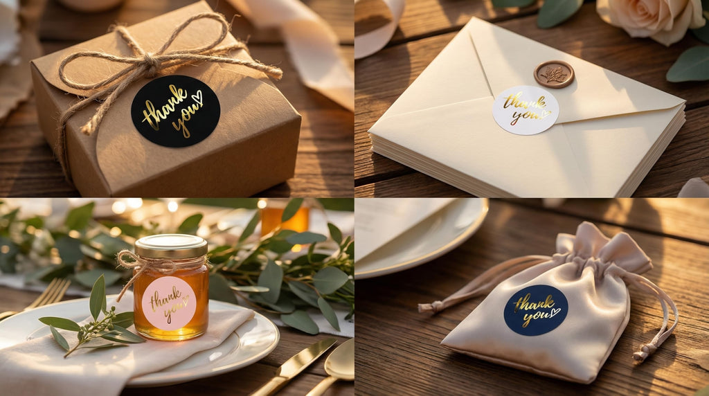 500 PCS Thank You Sticker Labels Roll, 1.5 Inch Round Gold Foil