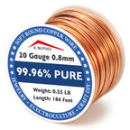 Copper Wire 99.95% Pure – 20 Gauge 0.8mm – 184 Feet, 0.55 Pound Spool – C11000 Soft Copper Wire Craft Wire for Gardening, Electroculture, Jewelry Making, Beading, Ground Wire & DIY (20 Gauge, 0.55 LB)