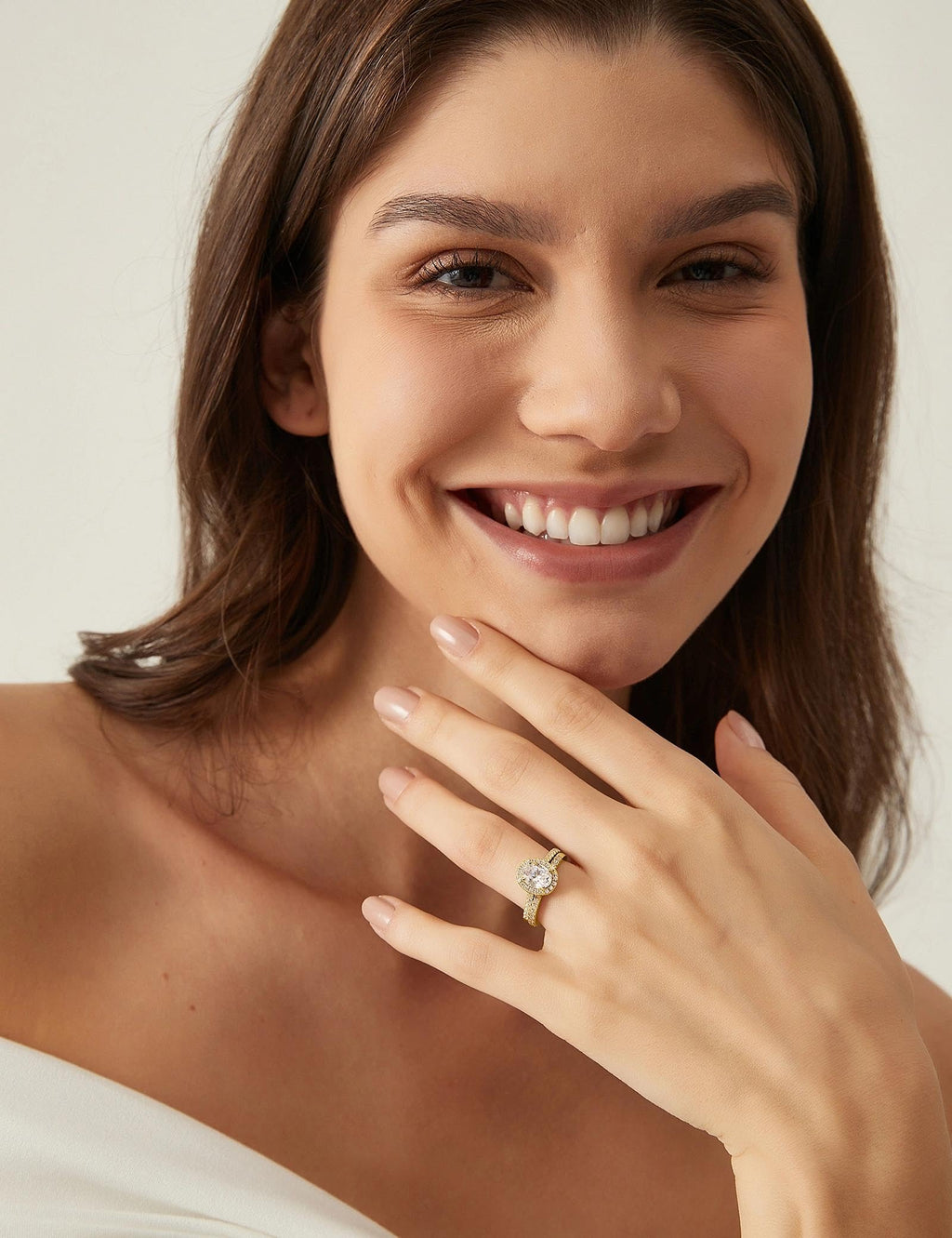 EAMTI Wedding Ring Set for Women Oval Cut Travel Engagement Rings Size 7