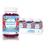 Lunakai USA Made Magnesium Glycinate Gummies 426mg with L-Theanine – Calm, Sleep, Stress Relief for Adults & Kids, Non-GMO, Vegan - 6 Pack