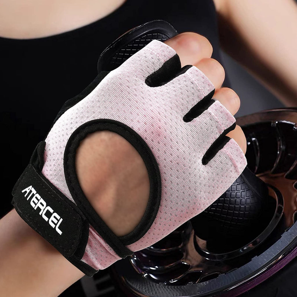 ATERCEL Weight Lifting Gloves Full Palm Protection, Workout Gloves for Gym, Cycling, Exercise, Breathable, Super Lightweight for Men and Women(Pink, X-Large)