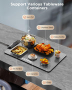 FEPPO Food Warming Mat, Electric Warming Trays for Buffets Party, Fast Full-Surface Heating Mat for Food with 19 Level Adjustable Temperature and 6 Hours Timer, Roll Up Food Warmer