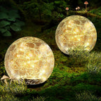 Coroor Garden Solar Ball Lights Outdoor Waterproof, 30 LED Cracked Glass Globe Solar Power Ground Lights for Path Yard Patio Lawn, Christmas Decoration Landscape Warm White(2 Pack 3.9'')