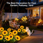 KOOPER Solar Lights Outdoor Garden Decor - Upgraded 3 Pack with 9 Sunflower Lights, Waterproof Solar Outdoor Lights Auto ON/Off Solar Decorative Lights for Garden, Patio, Backyard