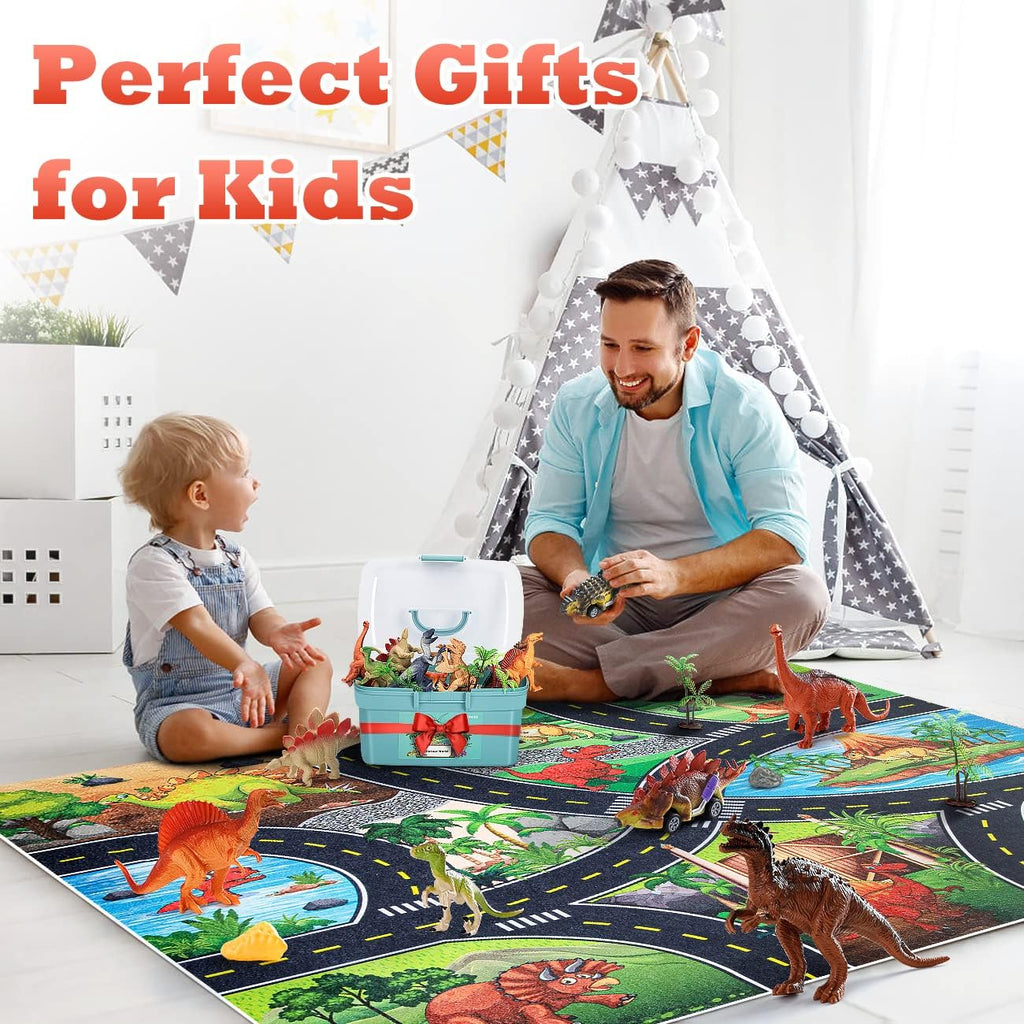 Kiddiworld Dinosaur Toys for 3 4 5 Year Old Boys Gifts, Dinosaurs Toys for Kids 3-5-7, Dino Figures Activity Play Mat Christmas Birthday Gifts for Girls Toddler Toy Age 2-4
