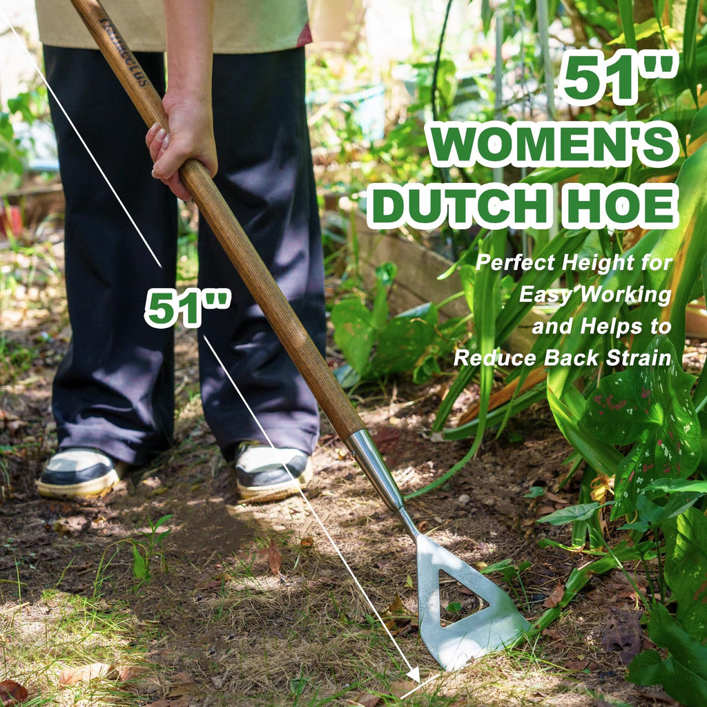 Haliaeetus Women's Dutch Hoe, 51'' Long Handle Dutch Hoe Weeder for Weeds