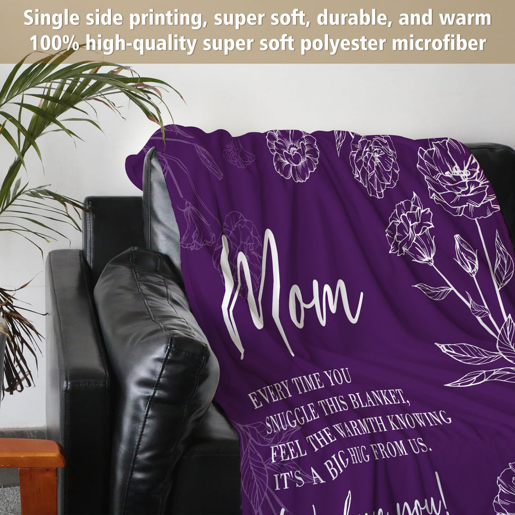 GiltGlimmer Mom Birthday Gifts, Mom Floral Blanket Purple, 60" x 50"