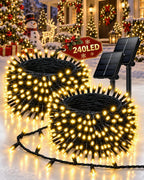 OZS 2 Pack 240 LED Solar String Lights Outdoor Waterproof, Warm White