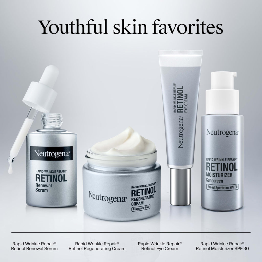 Neutrogena Rapid Wrinkle Repair Retinol Renewal Serum, Lightweight Anti-Aging Facial Serum with Pure Retinol & Antioxidants to Improve Wrinkles, Dullness & Dark Spots, 1 fl oz