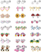 24 Pairs Hypoallergenic Screw Back Earrings for Girls Kids Women