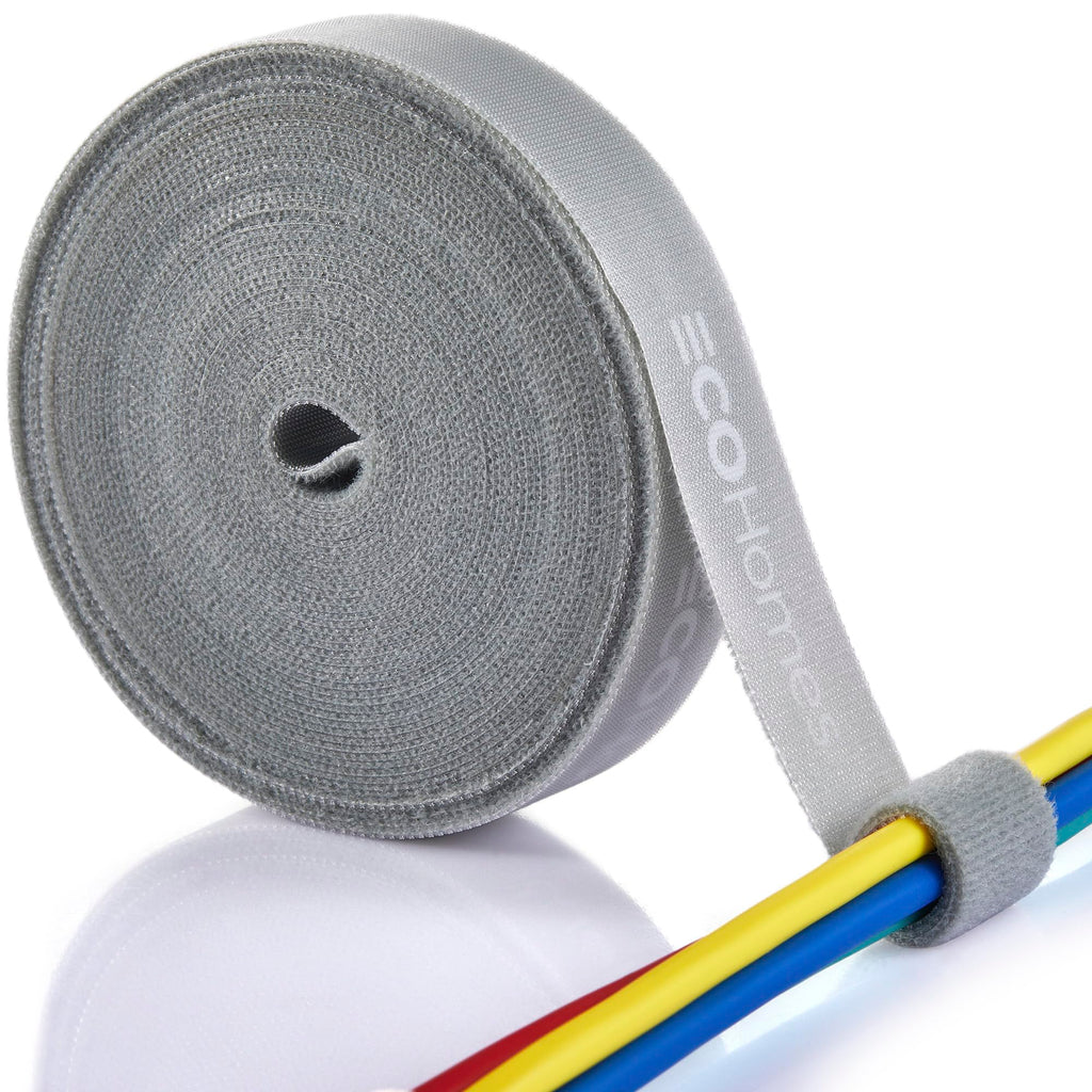 ECOHomes 1 Inch x 30 FT Double Sided Hook and Loop Roll Tape (Grey)