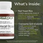 Vinco Inc– Red Yeast Rice with Coenzyme Q10 Dietary Supplement | (120 Capsules) | Supports Healthy Cholesterol, Heart Function & Circulation | Grown in the USA | Gluten Free