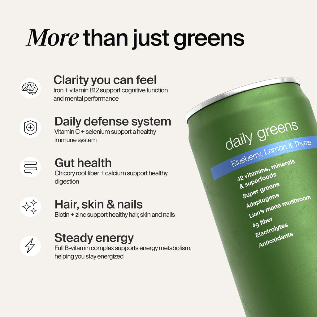 Huel Daily Greens Ready-to-Drink | Blueberry Lemon Thyme Superfood Greens | 42 Vitamins, Minerals, and Wholefood-Sourced Ingredients| Adaptogens, Antioxidants, Gut-Friendly Probiotics| 12 Fl Oz, 12 Pk