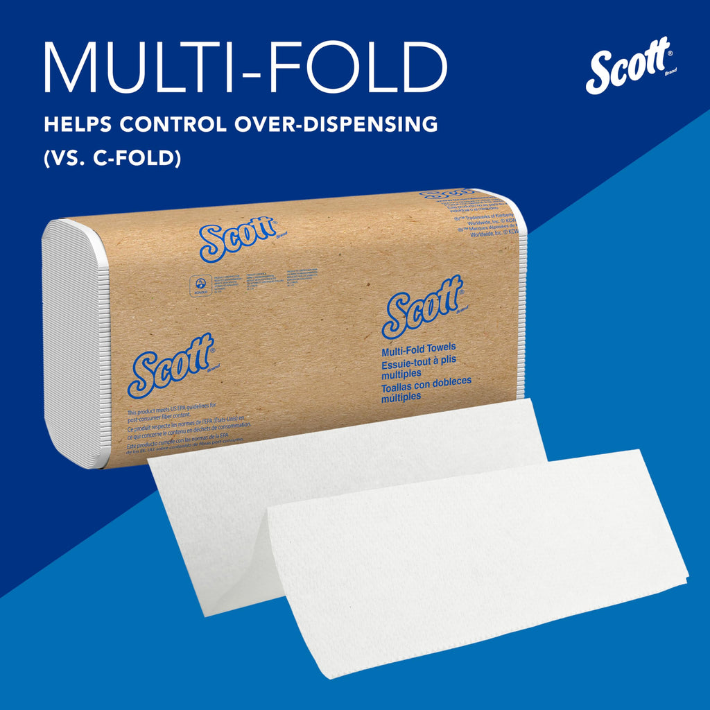 Scott® Professional Universal Multifold Paper Towels, Bulk (01804), Absorbency Pockets, 9.2" x 9.4" sheets, Plus Tier, Compressed, White (250 Sheets/Pack, 16 Packs/Case, 4,000 Sheets/Case)