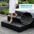 ROMIVO Hot Tub Steps with Storage Extra Wide, 2-Step Spa Stairs - Non-Slip Heavy Duty 500 lbs, Easy Assembly, Slip-Resistant, Universal for Hot Tub, RV, Camper, Pool Deck & Bath - Fits Any Size, Black