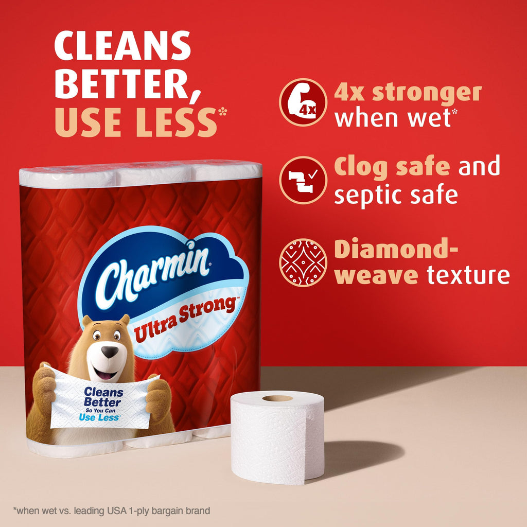 Charmin Ultra Strong Toilet Paper, 6 Mega = 24 Regular Rolls, 2-Ply, White
