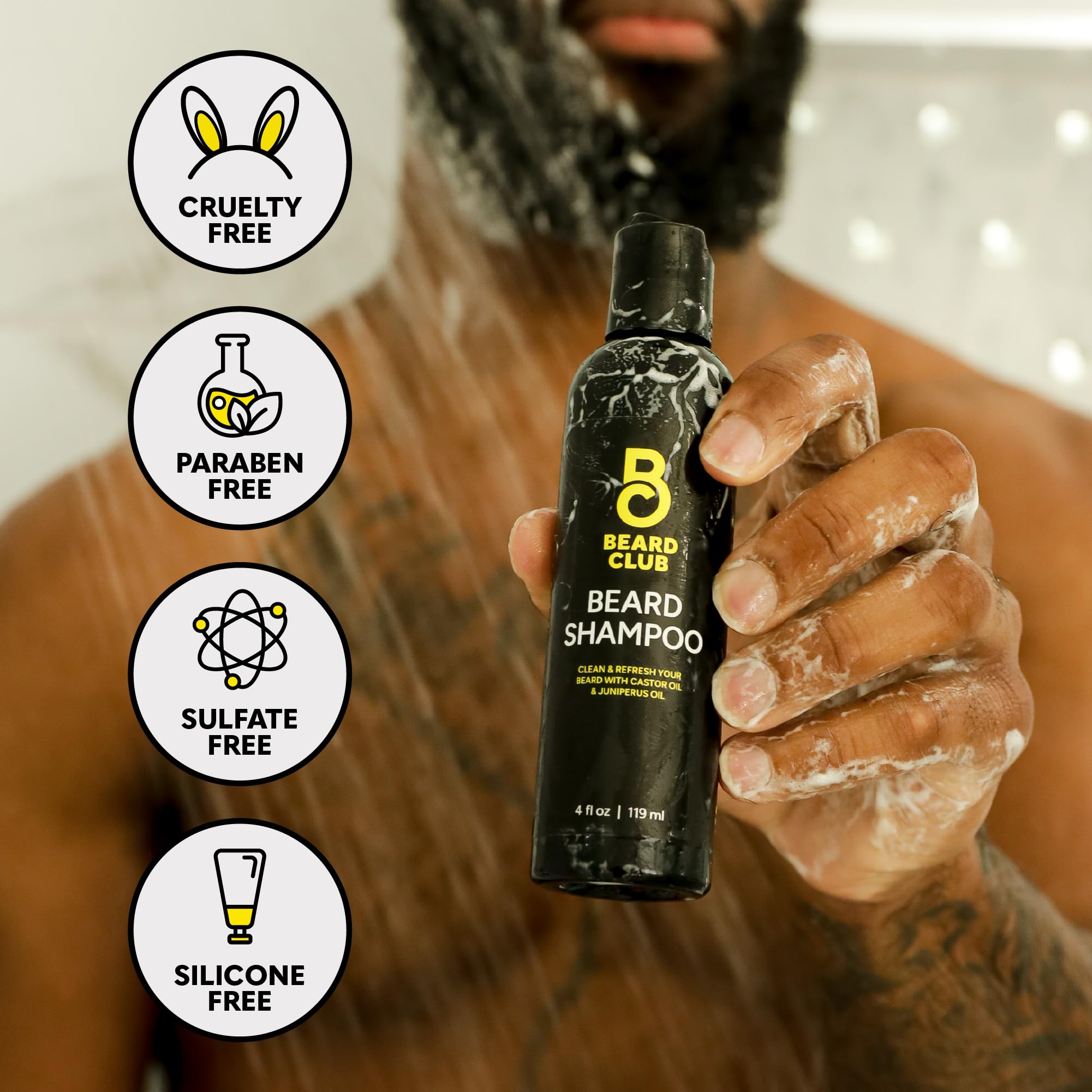 The Beard Club Advanced Beard Growth Kit - Derma Roller, Growth Oil, Vitamins and Vitamin Spray, Shampoo and Boar Bristle Brush - Gift Set - Cedar