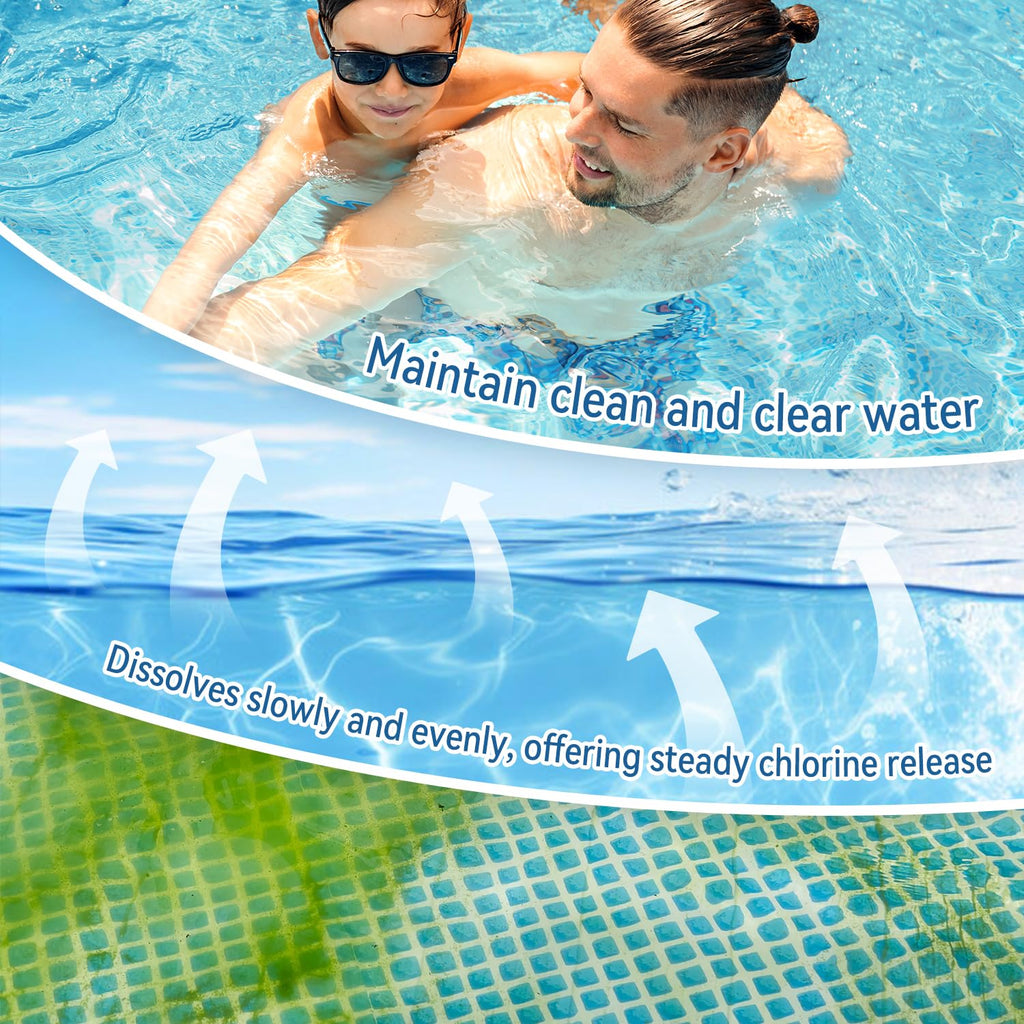1 Inch Chlorine Tablets for Pools & Spas, 5 LB – Slow Dissolving Stabilized Trichlor Tabs with 90% Available Chlorine for Hot Tubs, Above-Ground & In-Ground Pools