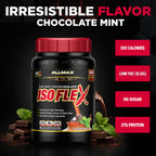 ALLMAX ISOFLEX Pure Whey Isolate Protein Powder - Gluten Free, Low Lactose, Sugar-Free - High-Protein, Clean, Keto-Friendly for Pre Post Workout Supplement for Women and Men | Chocolate Mint, 2lb