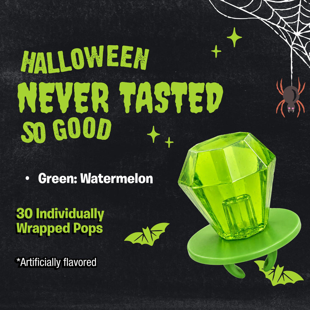 Ring Pop Green Watermelon Halloween Lollipop, 30 Count, Party Favors