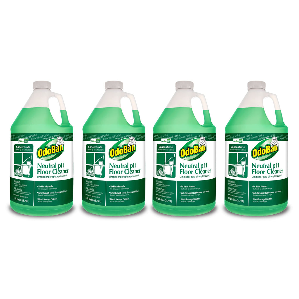 OdoBan Professional Series Neutral pH No Rinse Floor Cleaner Concentrate, Made in the USA, 4 Gallons