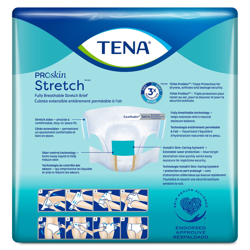 TENA Stretch Ultra Briefs, Incontinence, Disposable, Heavy Absorbency, Large/XL, 36 Count, 2 Packs, 72 Total