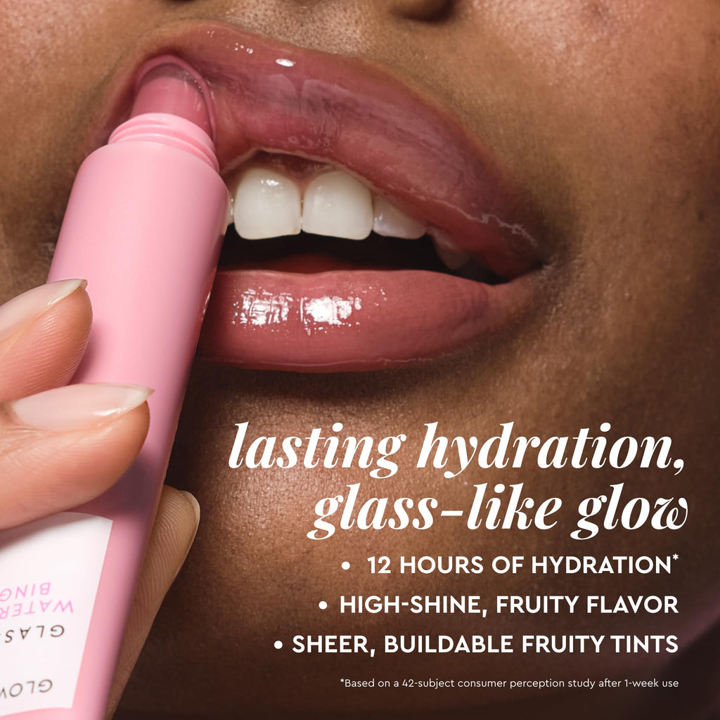 Glow Recipe Glass Balm Lip Treatment - 12Hr Hydrating Lip Balm & Moisturizer with Hyaluronic Acid to Smooth, Plump & Protect from Dryness - Sheer Soft Pink Tint, Watermelon Bingsoo (15 ml)
