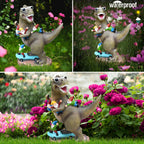 ACHYHAVIN Garden Statue Outdoor Decoration, Cool Dinosaur Play Skateboard with Gnomes Figurines, Indoor Outdoor Decor Art for Patio Lawn Yard, Housewarming Garden Gift…