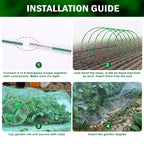 Garden Mesh Netting Kit, 10x30FT Green Ultra Fine Netting & 6 Sets 8FT Fiberglass Garden Hoops with Stake, Garden Netting with Frame for Raised Beds, Garden Hoops and Netting, Row Cover, Plant Barrier